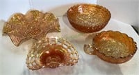 Four piece lot of vintage carnival glass    1930