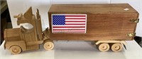 Wooden 14 wheel truck toy 20 inches long by 7