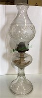 Vintage clear glass kerosene oil lamp 18 inches