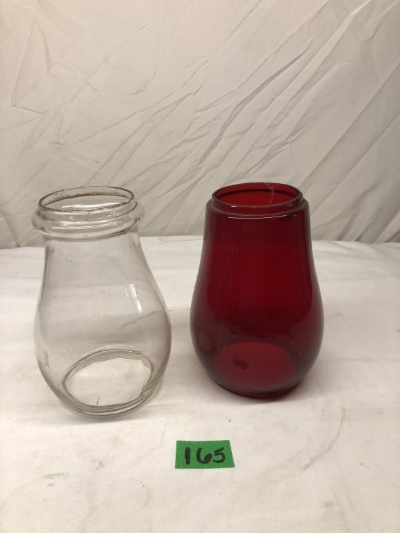 Clear Glass & Universal Red Glass Lantern Globes