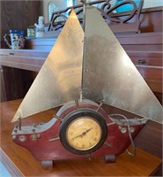 Vtg Oxford Self Starting Wood/Brass Ship Clock