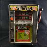 Antique "Reels Of Fun " 25 Cent Slot Machine & Key