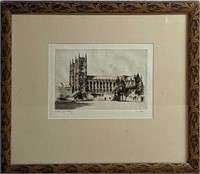 Framed Cecil Forbes Westminster Abbey Etching AP