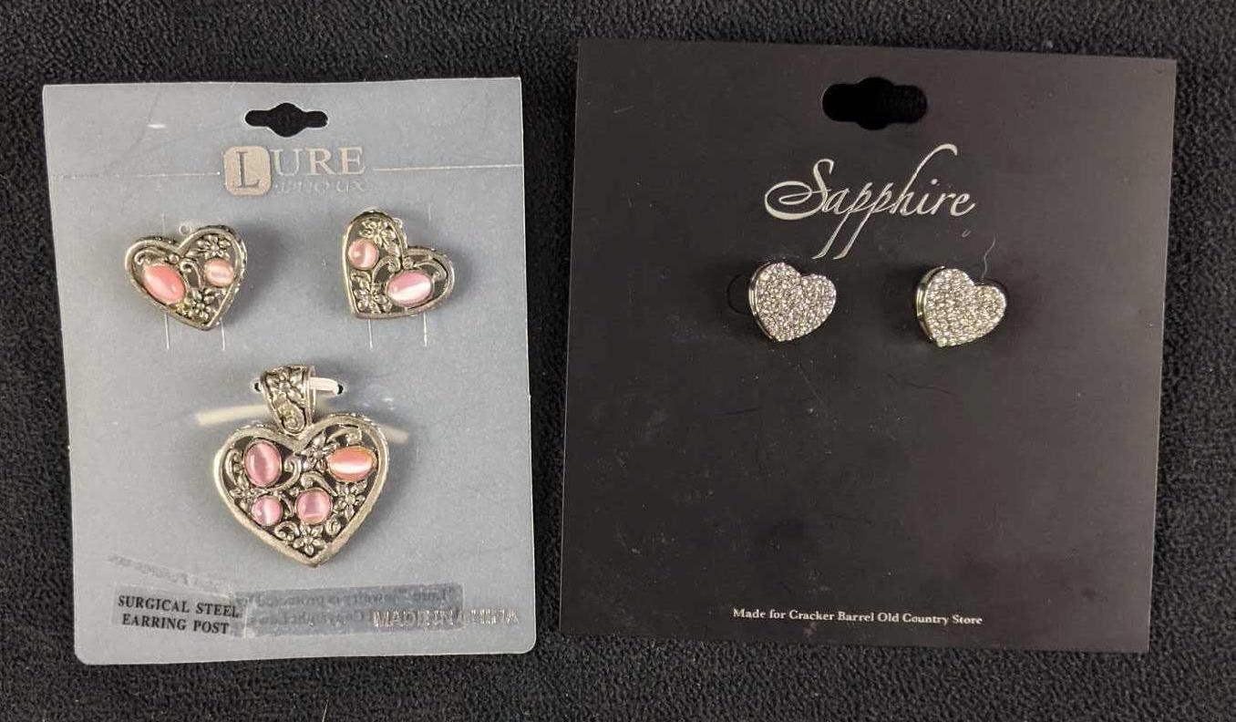 Heart Earrings and Pendant Matching Earrings New