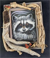 Original Acrylic On Panel Faye Silver Raccoon Art