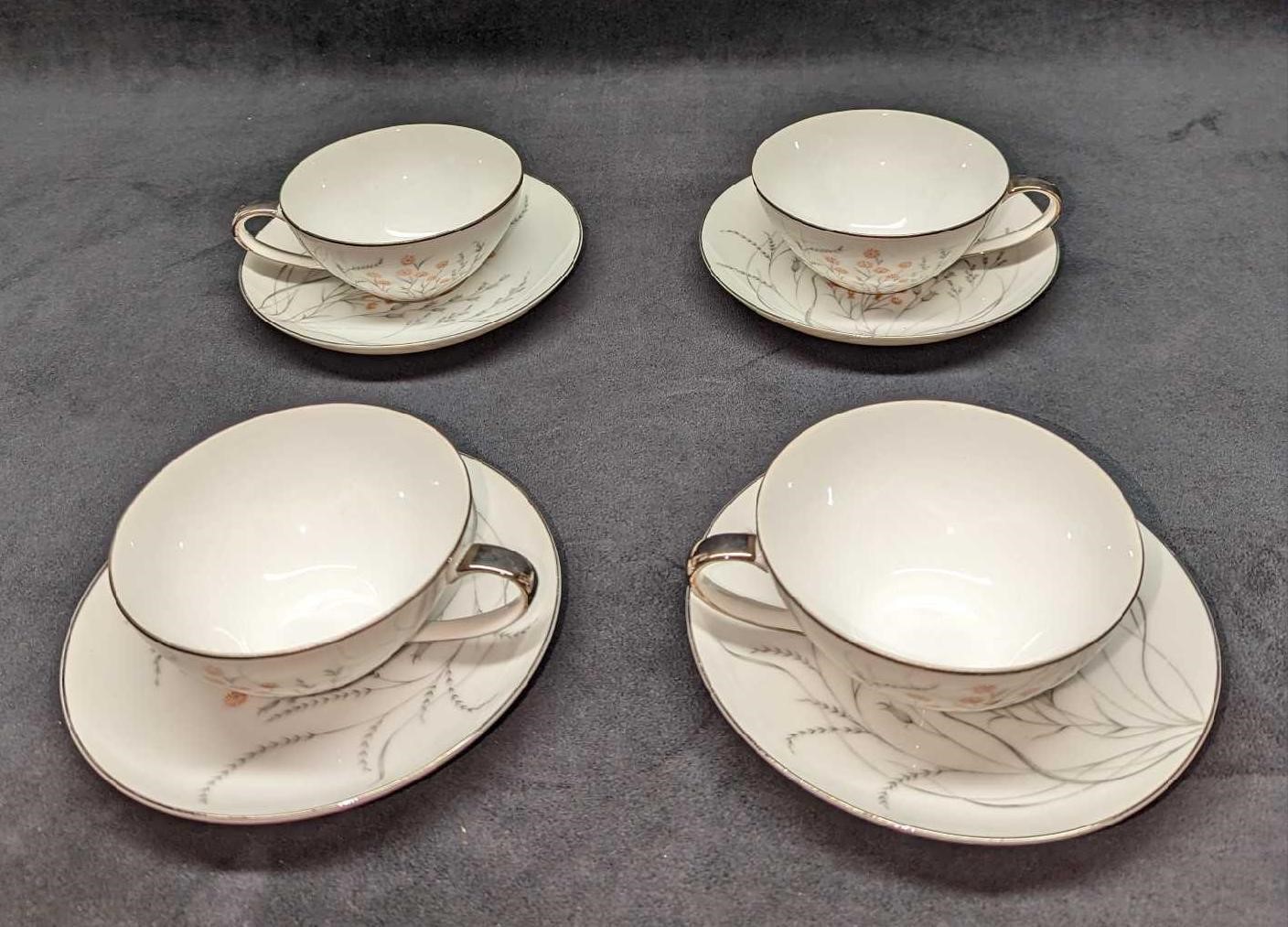 4 Retired Jyoto China Spring Cups & Saucers B