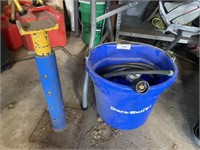 GAS HOSE, WATER BUCKET, JACK STAND