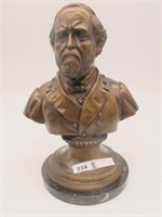 ROBERT E LEE BRONZE AND MARBLE BUST 14 IN TALL