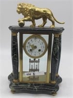 FRENCH CRYSTAL & MARBLE REGULATOR CLOCK 16 X 11 IN