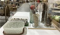 4 Glass vase w/ beads/stones  10in - 11in