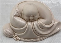 7x4in light pink Porcelain- Happy Buddha