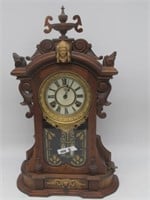 ANSONIA WALNUT 1880'S KITCHEN CLOCK TICKING