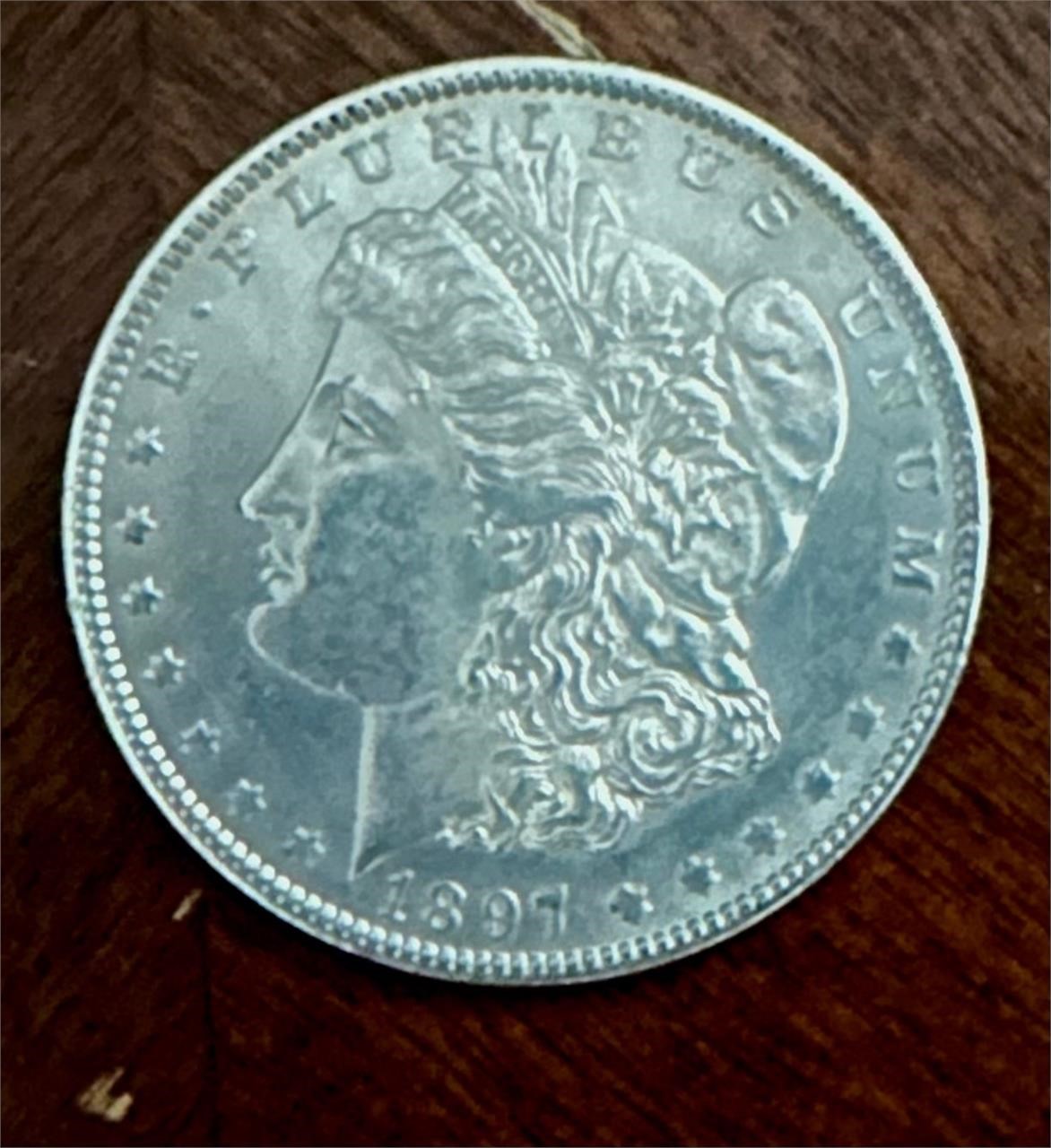 1897 Morgan Silver Dollar P, Uncirculated MS 65