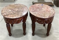 2-Stone/wood end tables-Stone is not attached
