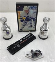 Mini Stanley cup and mixed decorative hockey