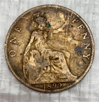 UK one penny 1899 coin