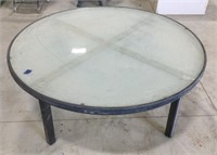 Outdoor round coffee table-metal/plexiglass-48 x