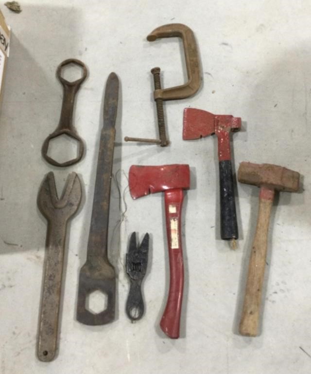 Tool lot w/ axes & c-clamp