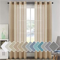 H.VERSAILTEX Natural Linen Sheer Curtains-Taupe