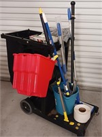 Lavex Janitorial Cart, Mops, Buckets,Face Masks