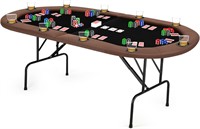 Foldable 10-Player Poker Table 84 Inch Brown
