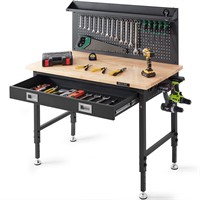 VEVOR Adjustable Workbench  Oak & Steel  48x24