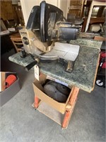 B & D MITER SAW ON WORK TABLE EXTRA BLADES