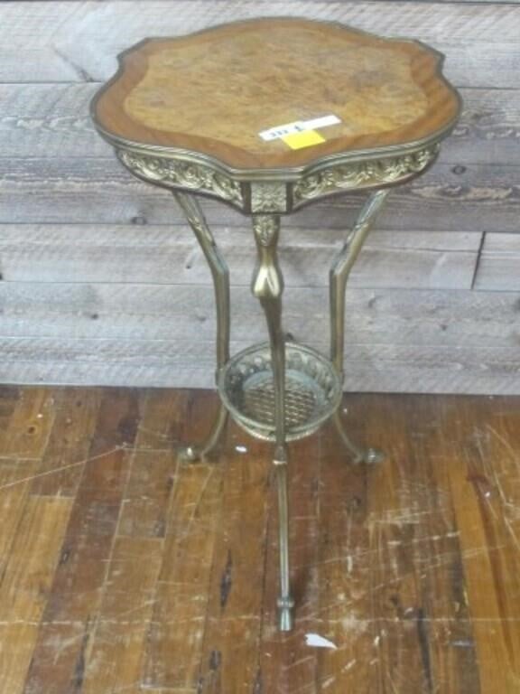 FRENCH METAL AND WOOD EARLY SIDE TABLE LADY FIG.