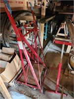 GROUP OF ROLLER STANDS AND DOOR CART