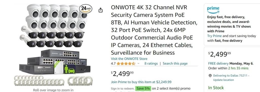 W621  ONWOTE 4K NVR Camera System