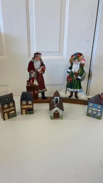 Wooden Christmas houses/ Santa