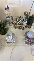 Assorted Christmas village houses