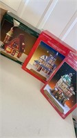 3 Christmas village houses