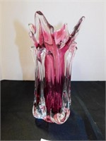 vintage clear/plum color glass vase
