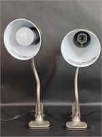 Two Metal Adjustable Clip-On Desk Lamps