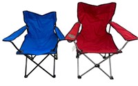 Blue and Red Fold Out Lawn Chairs