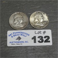 (2) Benjamin Franklin Silver Half Dollar