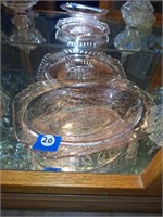 DEPRESSION GLASS SERVING PLATE AND DISH
