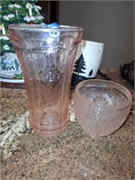 INDIANA GLASS DEPRESSION GLASS BOWL AND VASE