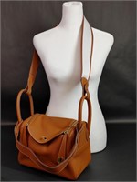 Hermes Lindy Brown Leather Hand Bag