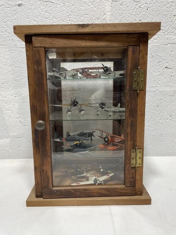 Military Model Planes in Display Case