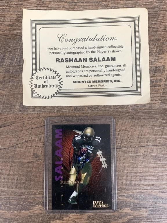 Signed 95’ Sports Hero RASHAAN SALAAM card