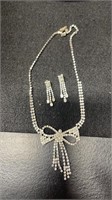 Vintage Clear Rhinestone Necklace & Earring Set