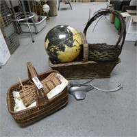 Assorted Early Baskets & World Globe As Is