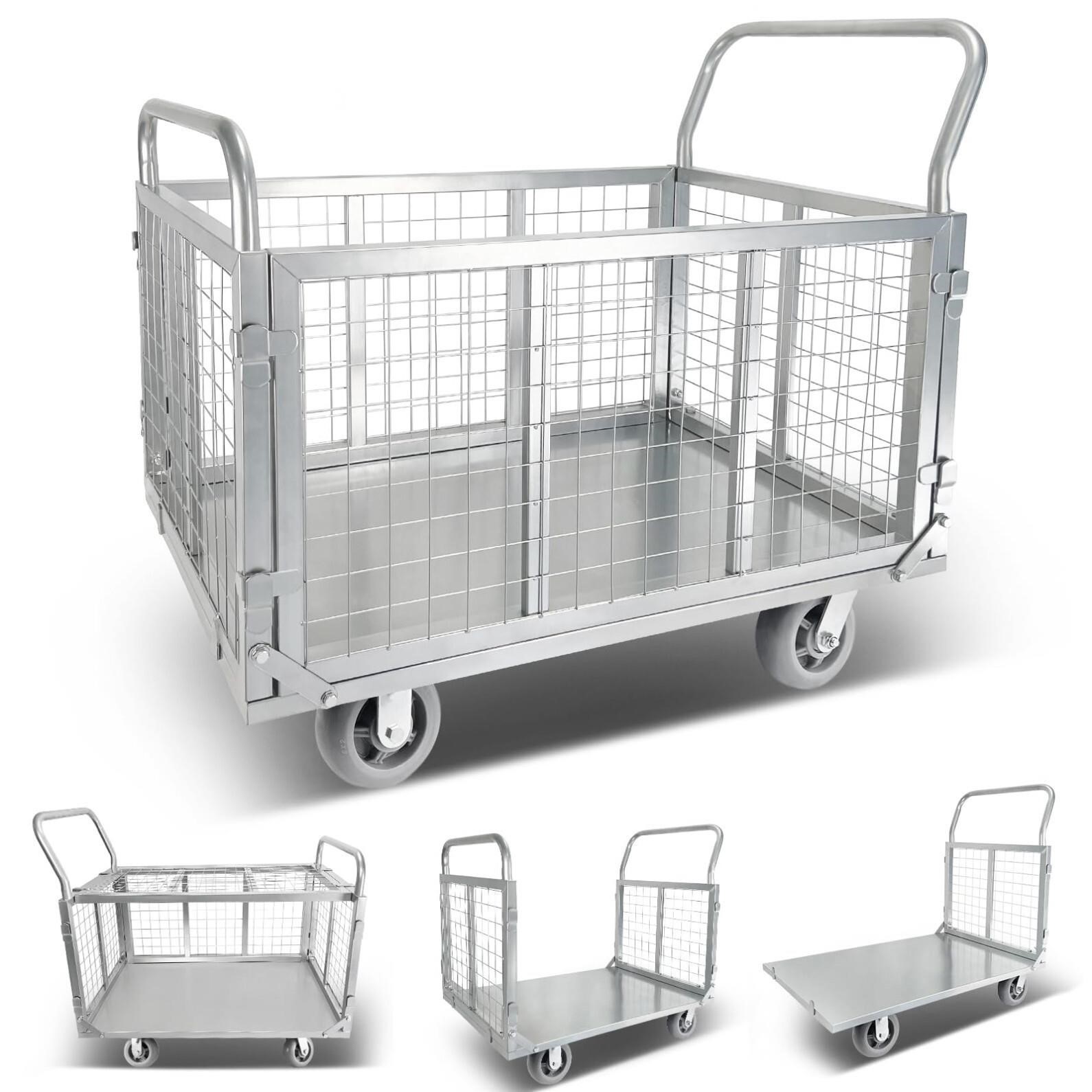 Platform Truck Cart with Cage Foldable Flat Cage