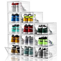 INSTY Shoe Storage Boxes, Stackable Clear Boxes W