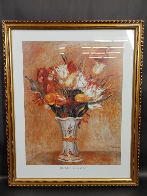 Pierre Auguste Renoir Les Tulipes Framed Art Print