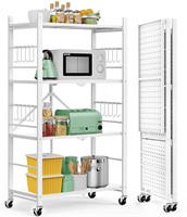 Himix Storage Shelves with 20 Hooks, 4-Tier Folda