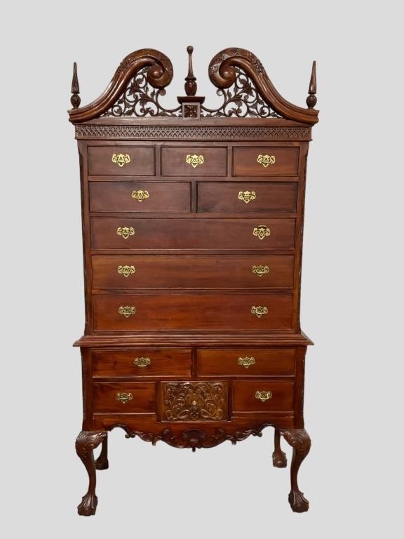 Chippendale Mahogany Highboy Chest on Chest