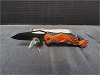Master USA Orange & Black Pocket Knife w/ Clip